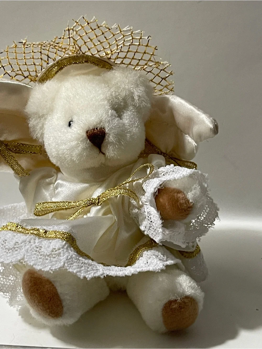 Vintage Handmade Dress Jointed Angel Teddybear Boyd or Precious Moments Style